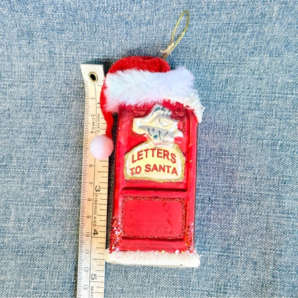 Robert Stanley 6” Blown Glass Christmas Ornament Lot Of 3 Santa Head Mailbox - Picture 6 of 6